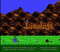 une photo d'Ã©cran de Lemmings sur Nintendo Nes